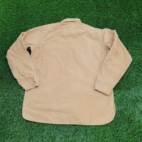 Vintage 80s Woolrich Button Shirt Large 23x30 Chamois Baggy - Picture 4 of 15